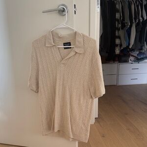 Abercrombie & Fitch Beige Textured Polo Shirt